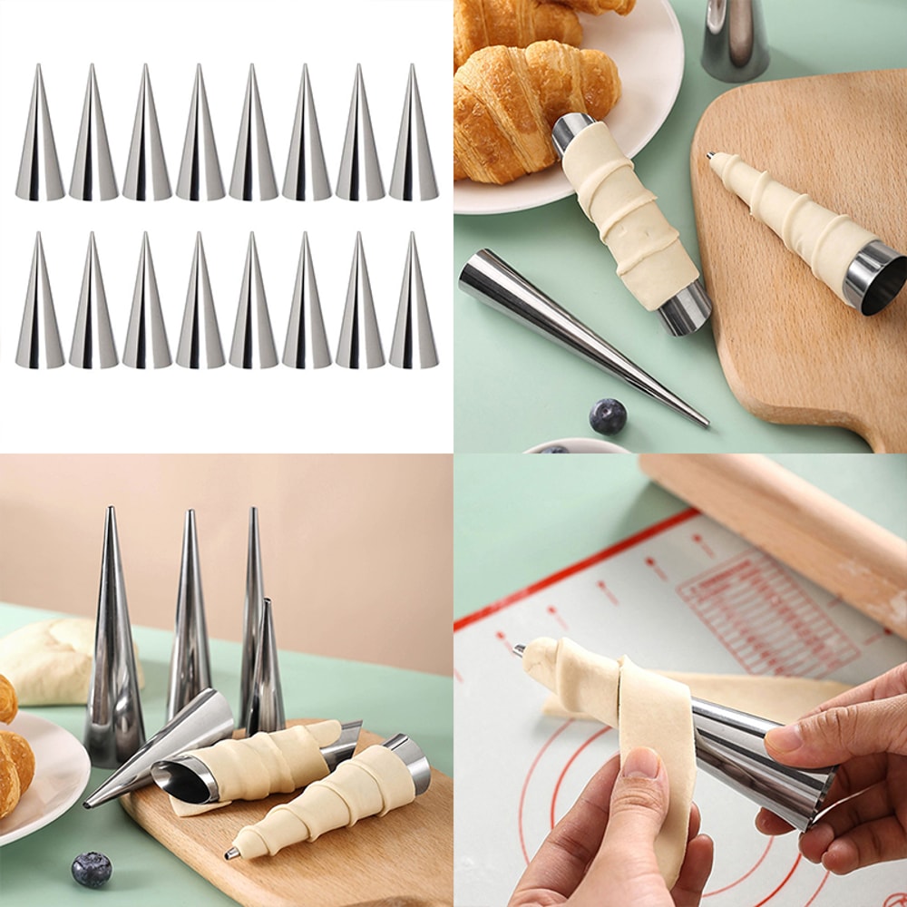Conical Croissant Molds, Spiral Pastry Mold Set for Baking & Desserts