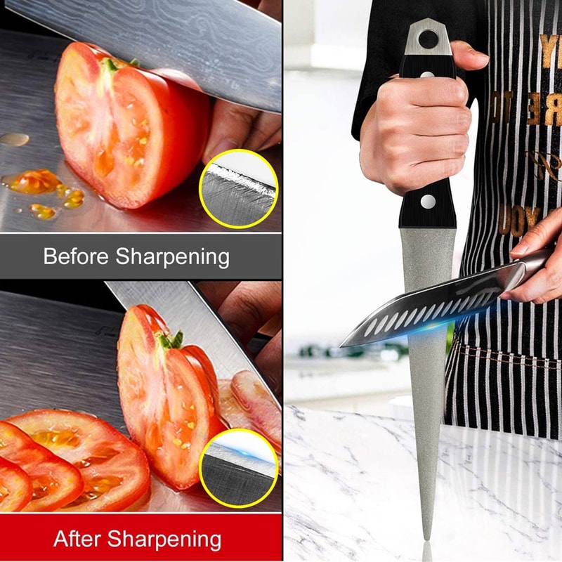 Diamond Knife Sharpener for Kitchen, Whetstone Stone with Curved Surface for Knife and Scissors