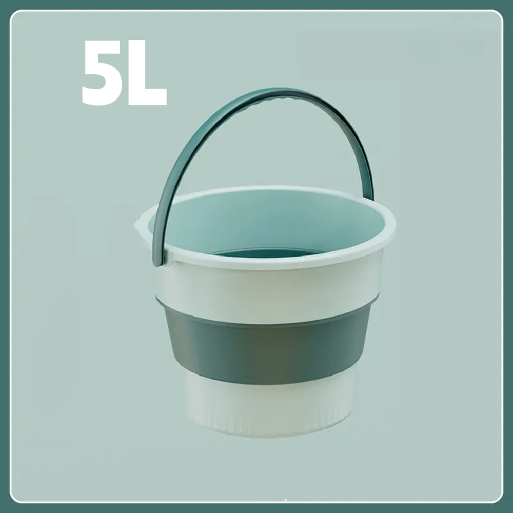 Folding Portable Silicone Bucket With Cover Ideal For Car Wash Camping Household Use 6