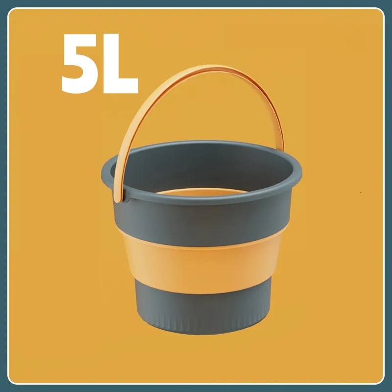 Folding Portable Silicone Bucket With Cover Ideal For Car Wash Camping Household Use 8