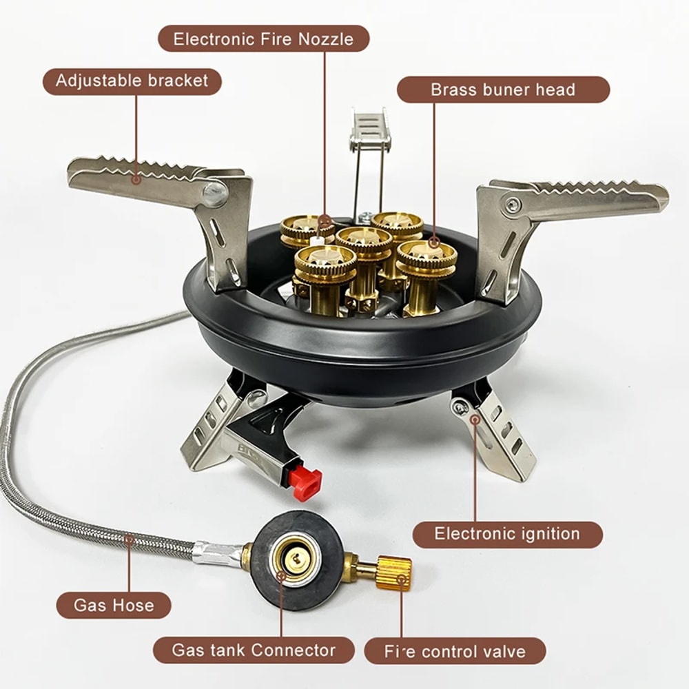 Portable Camping Gas Stove HighPressure Propane Butane Gas Burner With Piezo Ignition For Outdoor 2