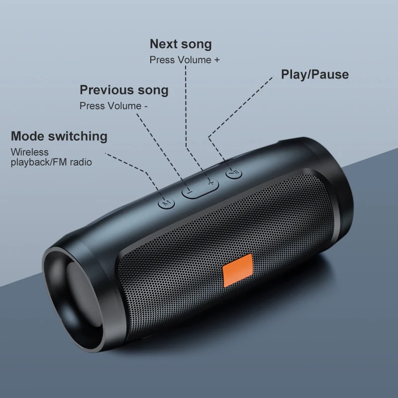 Portable Bluetooth Speaker With Subwoofer And TF USB Playback Outdoor Wireless Stereo Sound 4