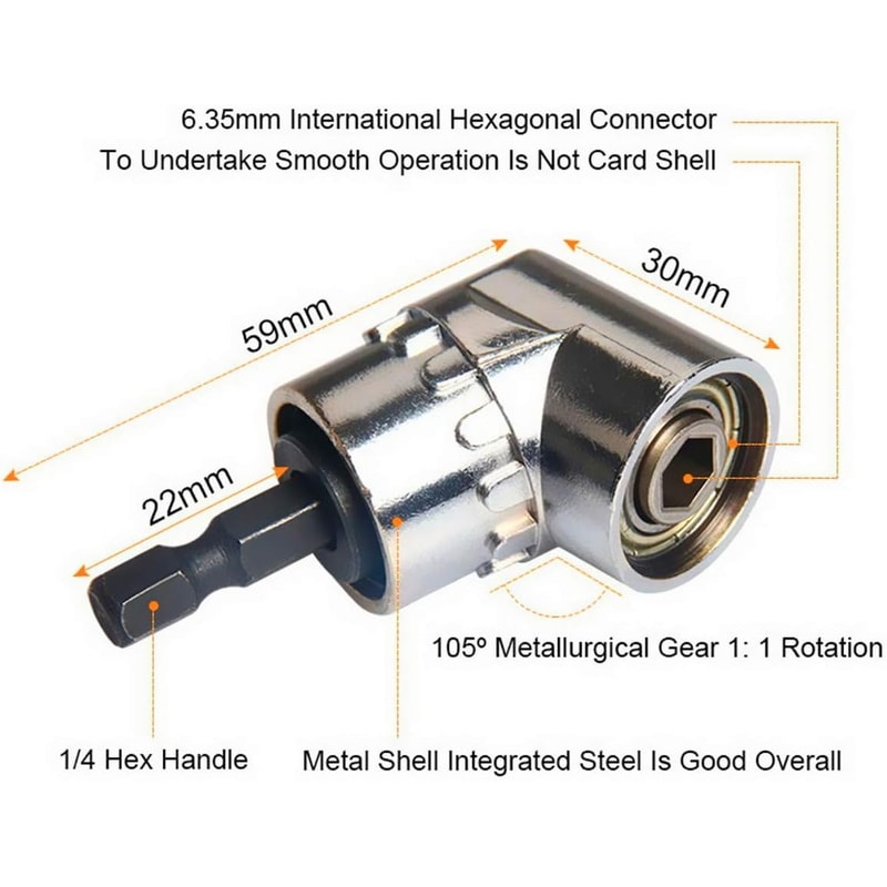 Degree Angle Drill Adapter Impact Grade Right Angle Drill Attachment Driver Extension Tool 2