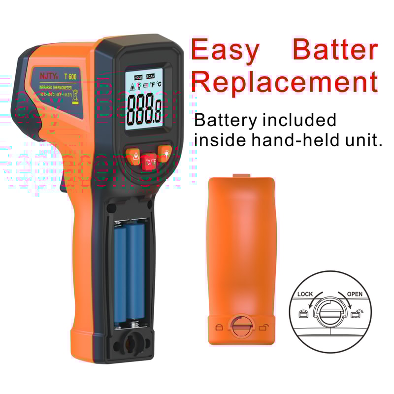 Infrared Thermometer Handheld Heat Temperature Tester for Cooking, Grill, Pizza Oven & Engine Laser Surface