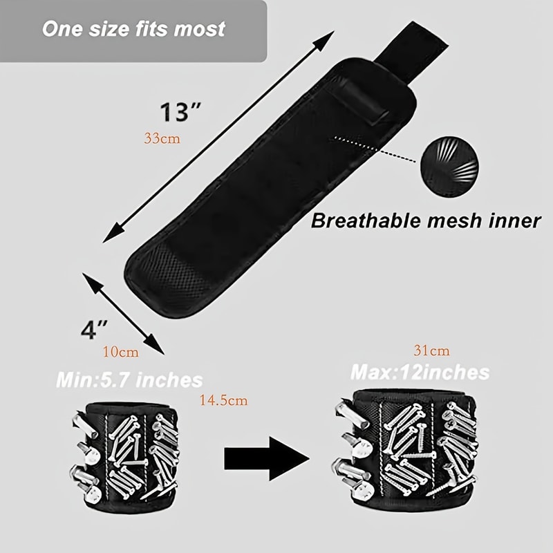 Magnetic Wristband Tool Holder for Screws, Nails & Drill Bits Practical Gadget for Men & Women