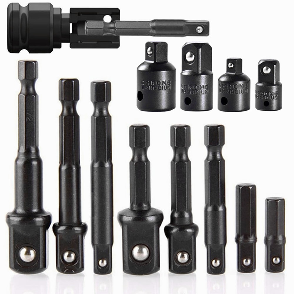 Professional Piece Impact Socket Adapter Set with Drill Converter & Reducers for Power Tools