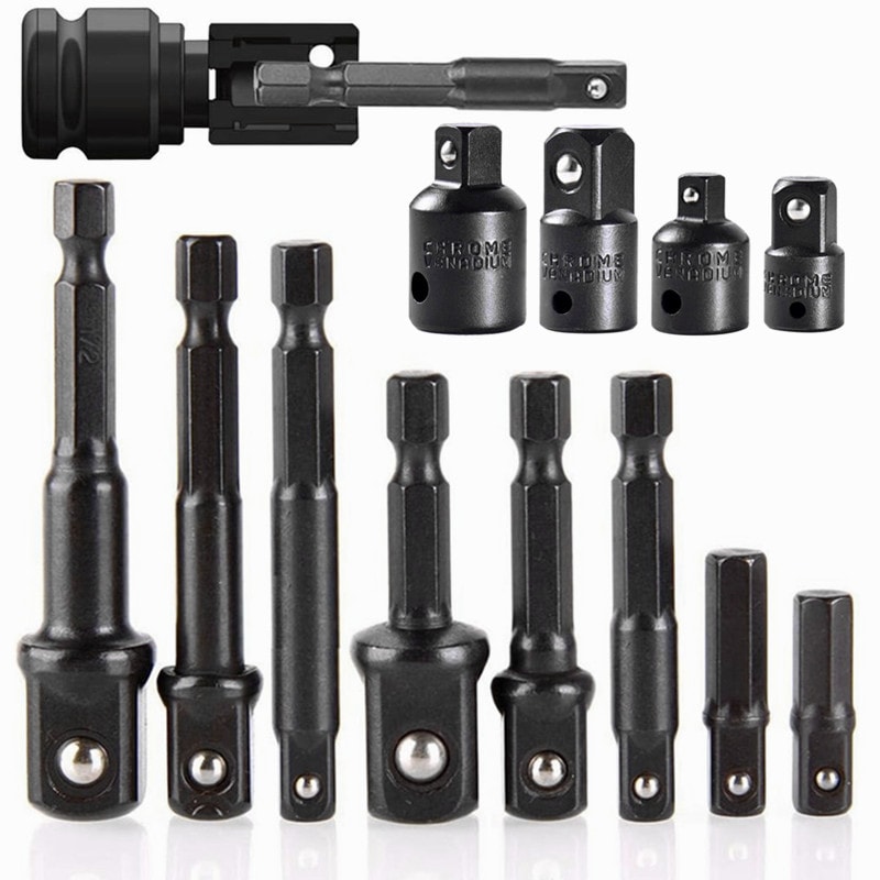 Professional Piece Impact Socket Adapter Set with Drill Converter & Reducers for Power Tools