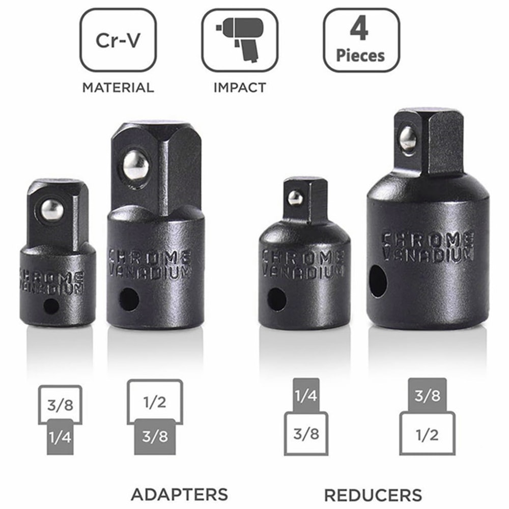 Professional Piece Impact Socket Adapter Set with Drill Converter & Reducers for Power Tools