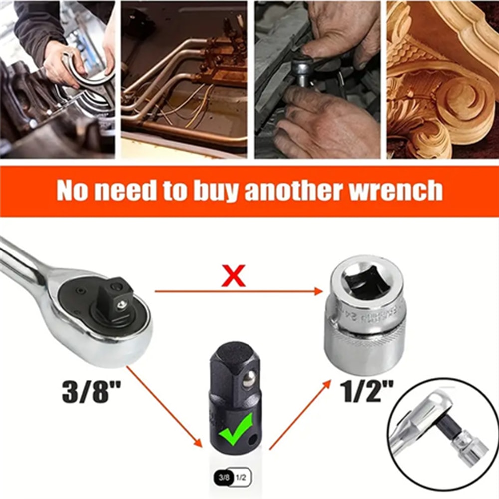 Professional Piece Impact Socket Adapter Set with Drill Converter & Reducers for Power Tools