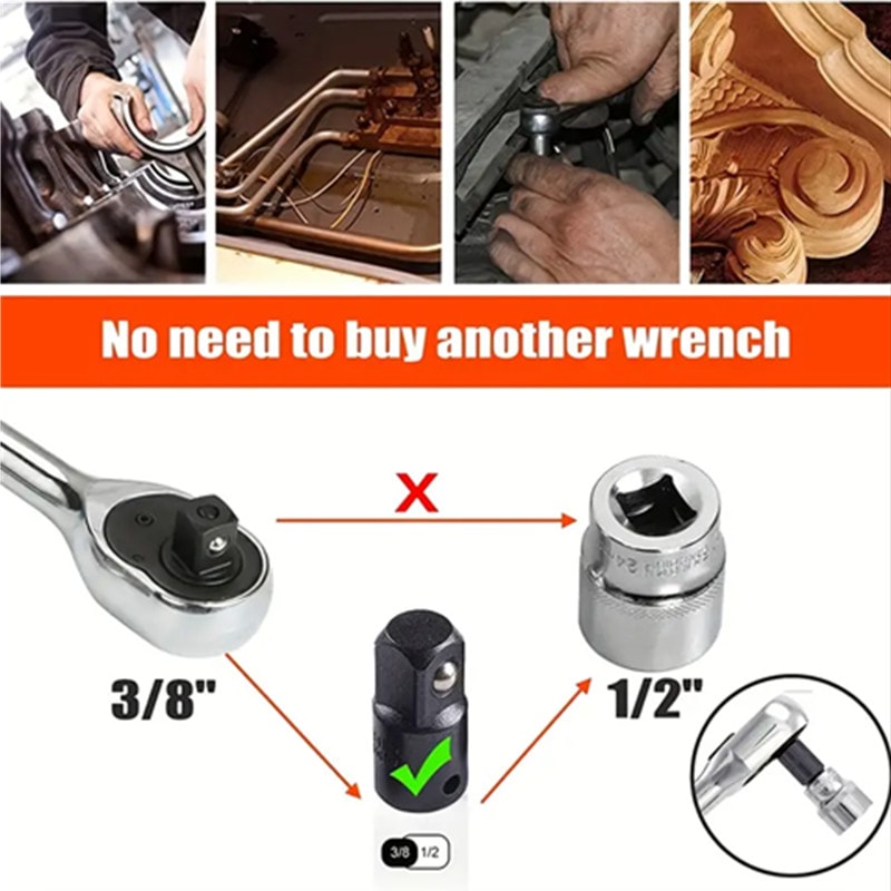 Professional Piece Impact Socket Adapter Set with Drill Converter & Reducers for Power Tools