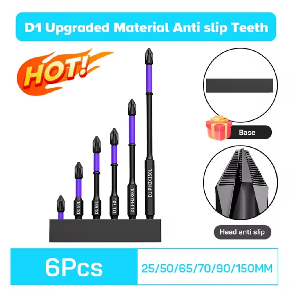 Magnetic Screwdriver Bits NonSlip Shockproof Phillips Impact Bits With Hex Shank Alloy Steel For P 6