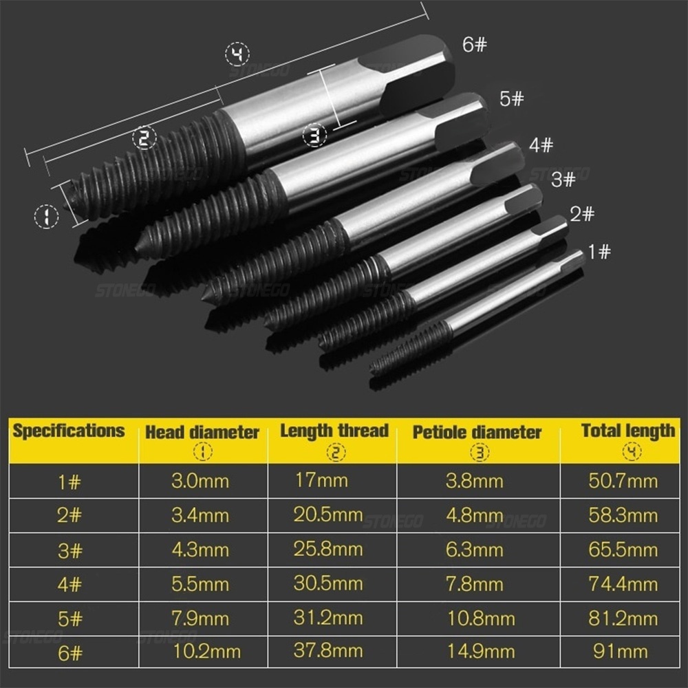 Broken Screw Extractor Drill Bit Set Carbon Steel DoubleSided For Easy Removal Of Damaged Screws 0
