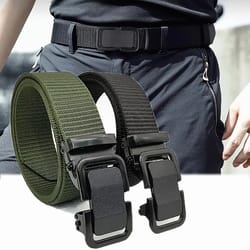 durable men nylon webbing belt with automatic metal buckle for outdoor work & everyday wear
