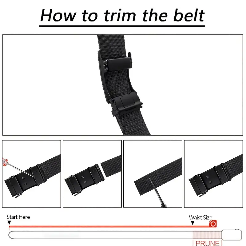 Durable Men Nylon Webbing Belt With Automatic Metal Buckle For Outdoor Work Everyday Wear 2