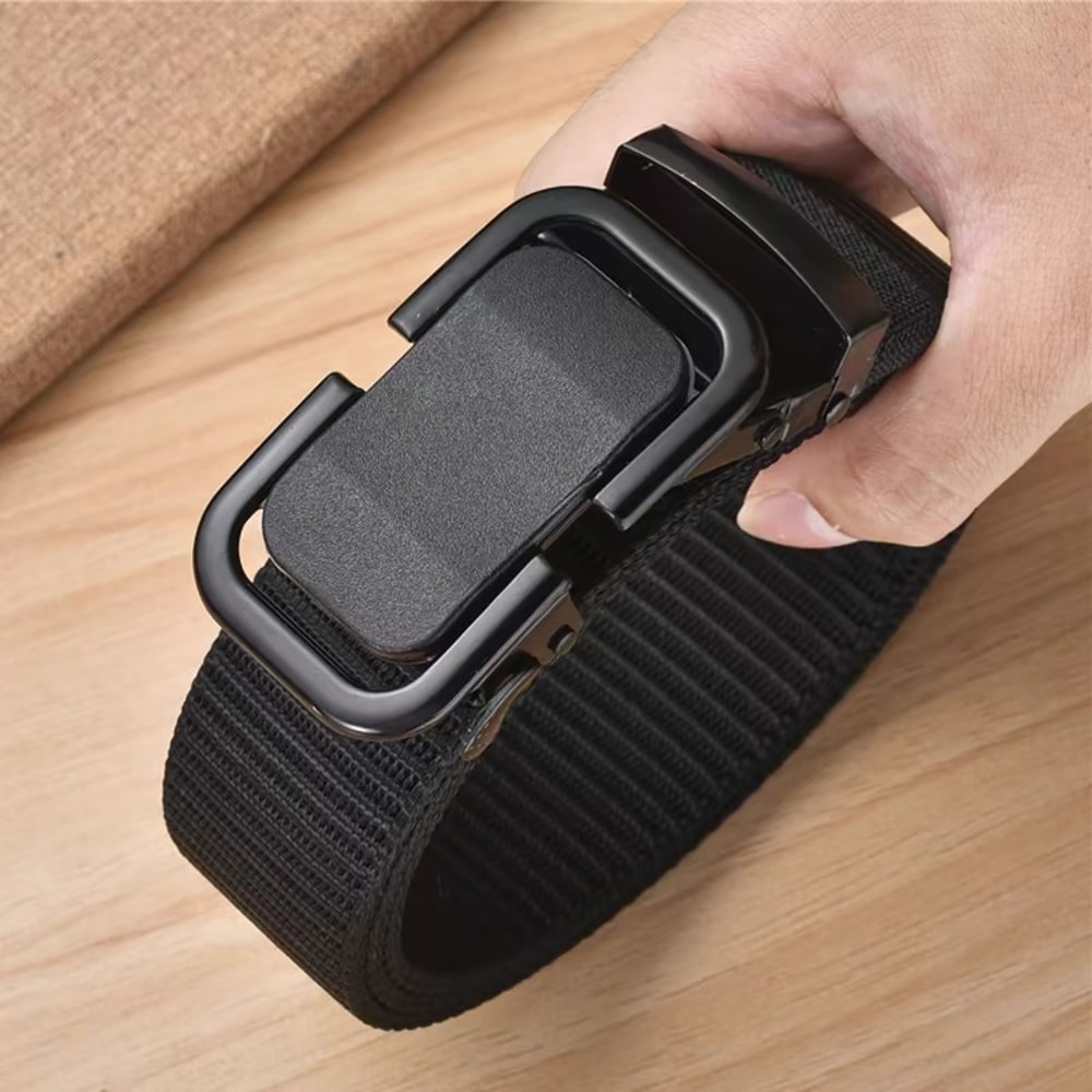 Durable Men Nylon Webbing Belt With Automatic Metal Buckle For Outdoor Work Everyday Wear 3