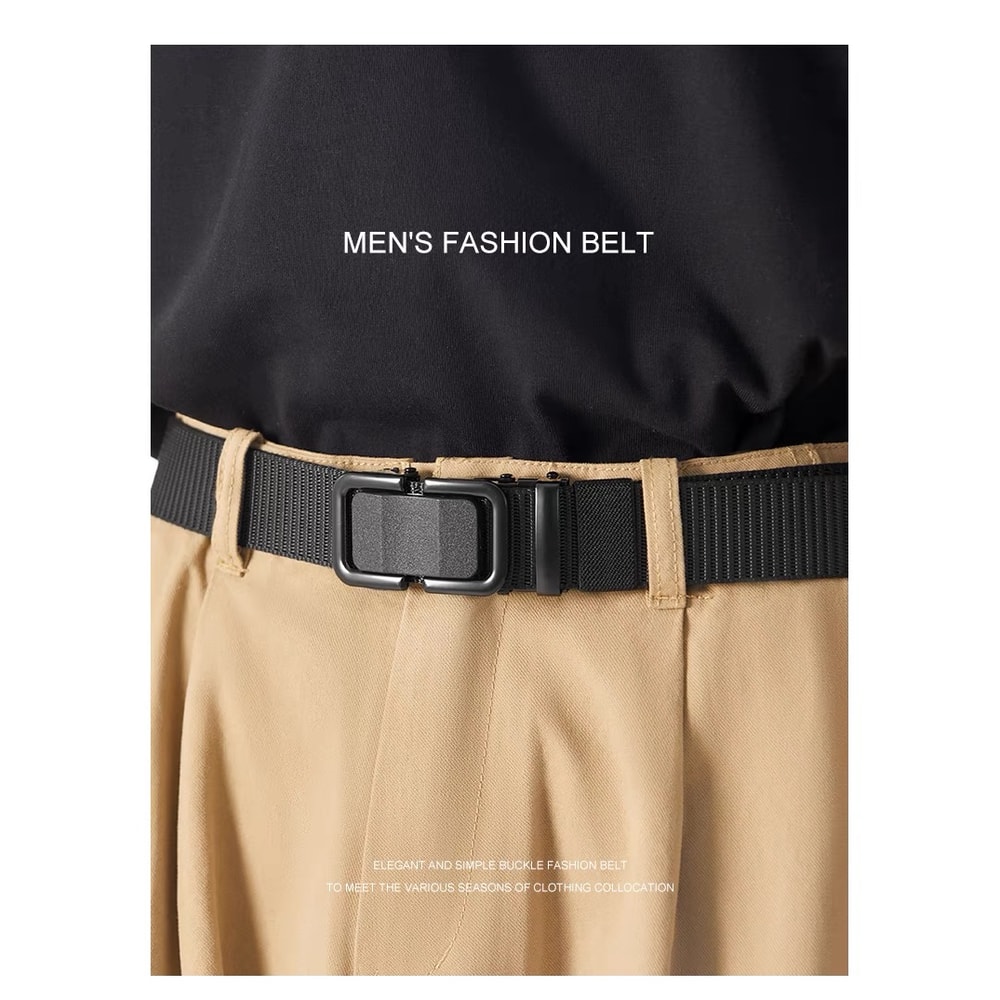 Durable Men Nylon Webbing Belt With Automatic Metal Buckle For Outdoor Work Everyday Wear 4