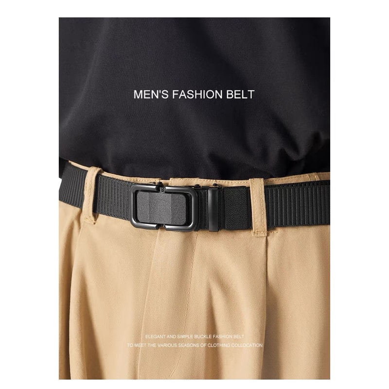 Durable Men Nylon Webbing Belt With Automatic Metal Buckle For Outdoor Work Everyday Wear 4