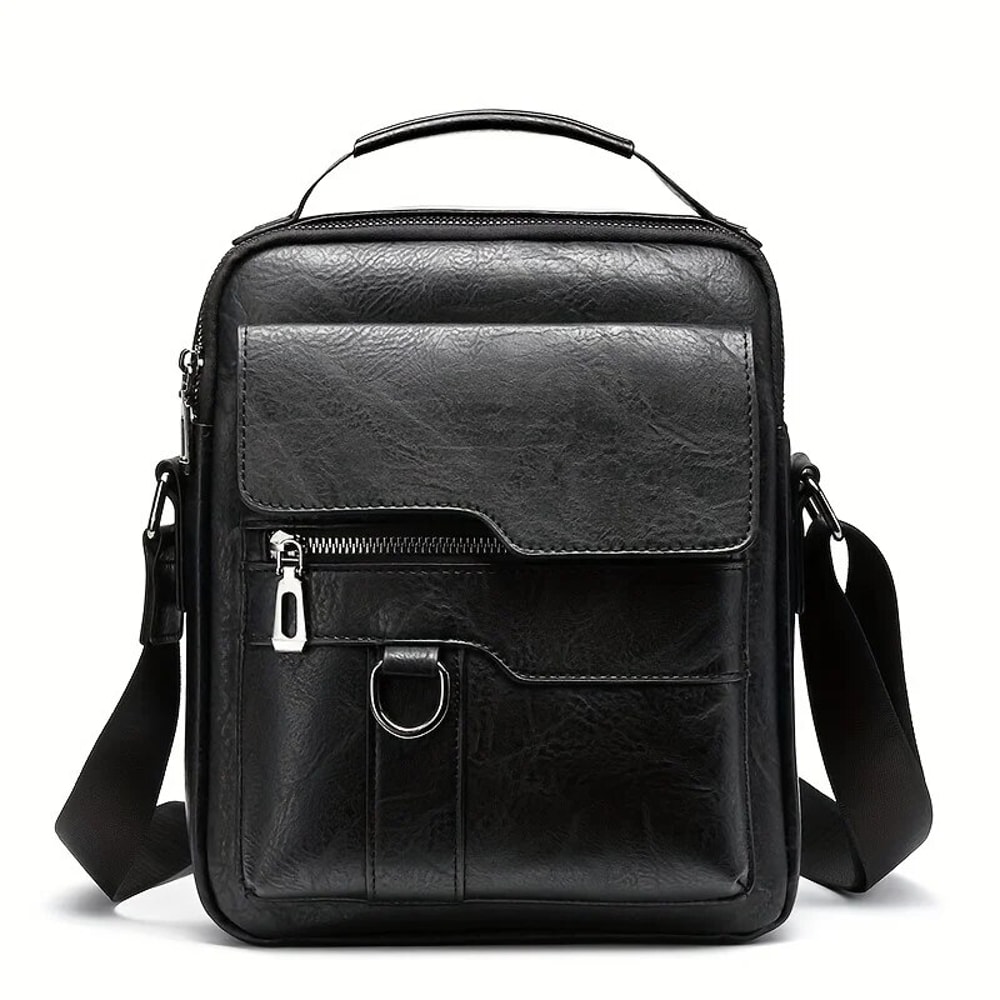 PU Leather Men Shoulder Bag for iPad Business Crossbody Messenger Bag