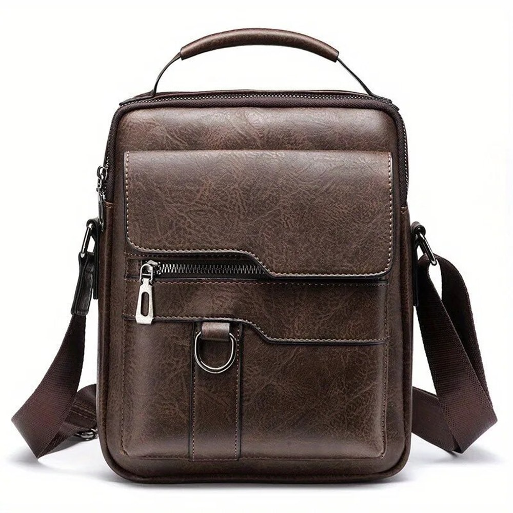 PU Leather Men Shoulder Bag for iPad Business Crossbody Messenger Bag