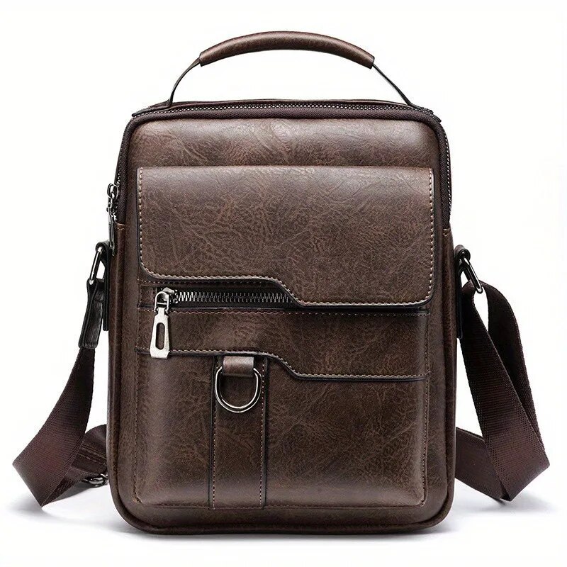 PU Leather Men Shoulder Bag for iPad Business Crossbody Messenger Bag