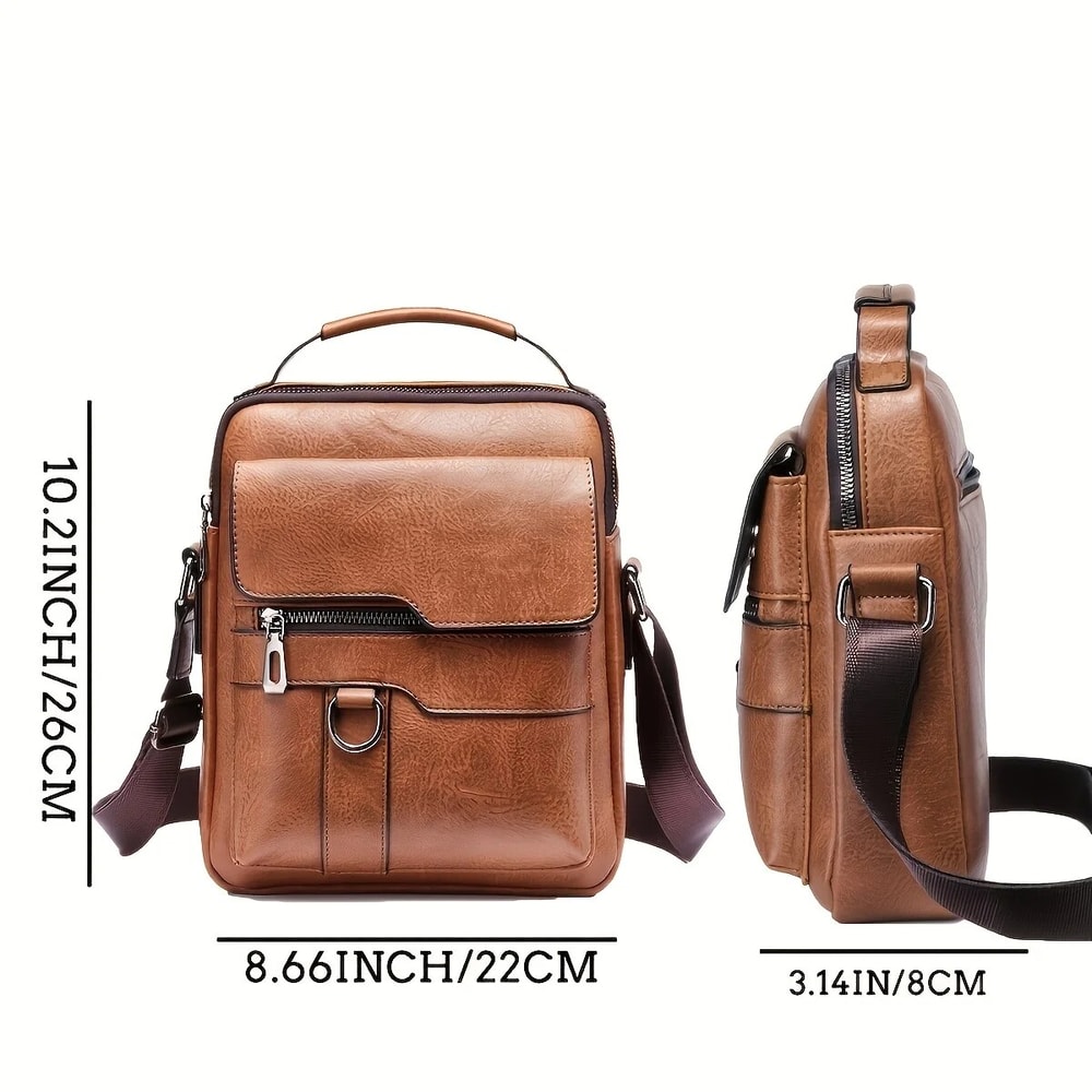PU Leather Men Shoulder Bag for iPad Business Crossbody Messenger Bag