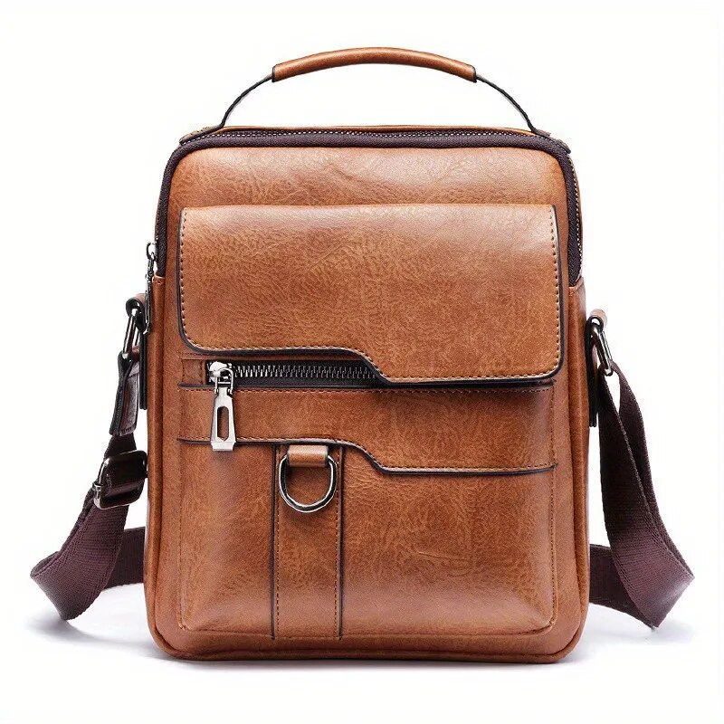PU Leather Men Shoulder Bag for iPad Business Crossbody Messenger Bag