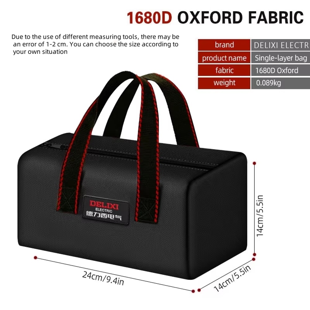 DELIXI Portable Tool Storage Bag Heavy Duty Oxford Cloth for Electricians & Carpenters