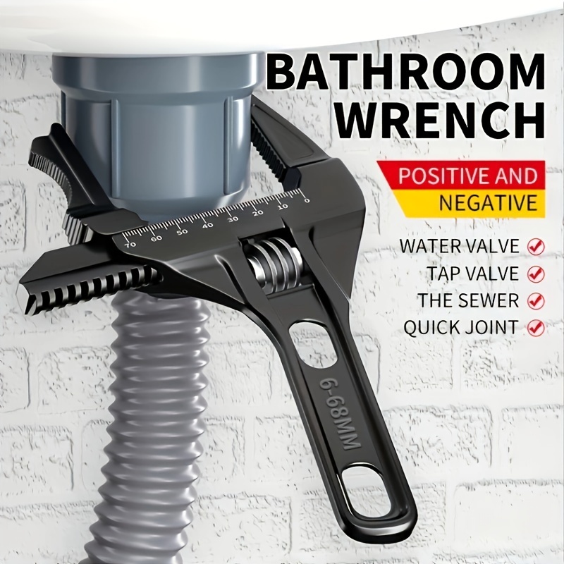 Black Adjustable Bathroom Wrench SpaceSaving MultiFunctional 0