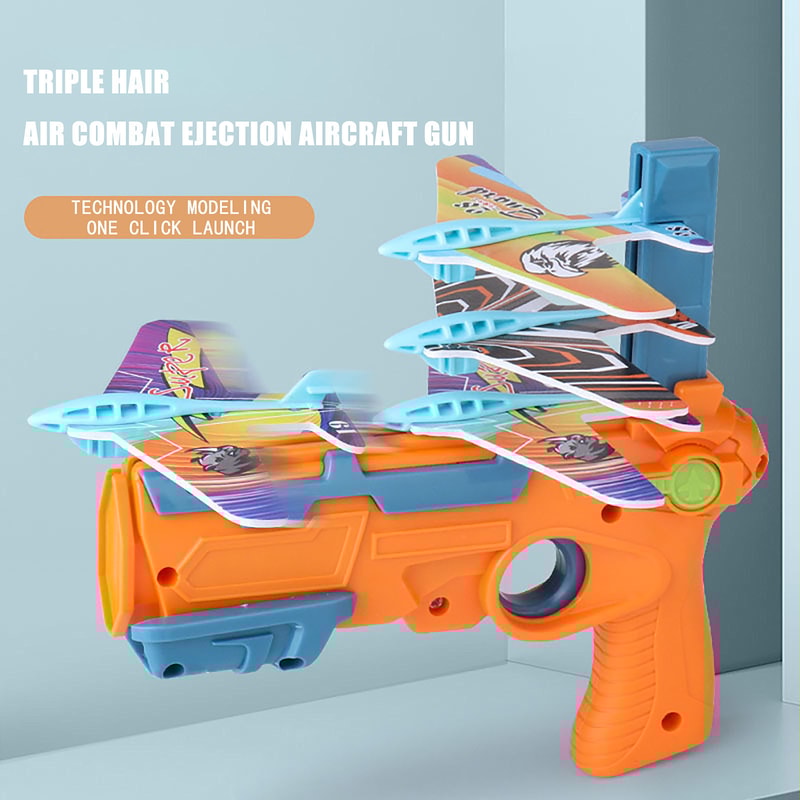 Airplane Launcher Bubble Catapult Toy Set with 6 Planes Fun Kids Shooting Game Gift