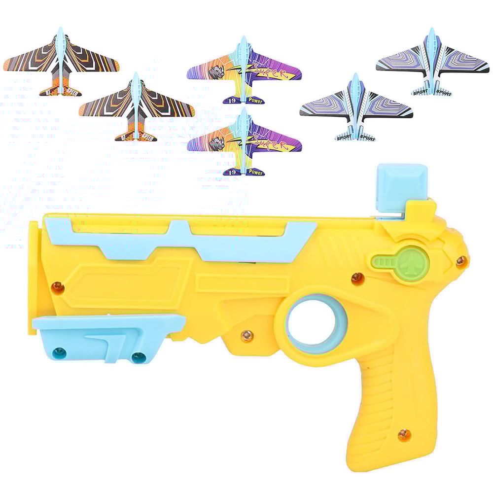 Airplane Launcher Bubble Catapult Toy Set with 6 Planes Fun Kids Shooting Game Gift