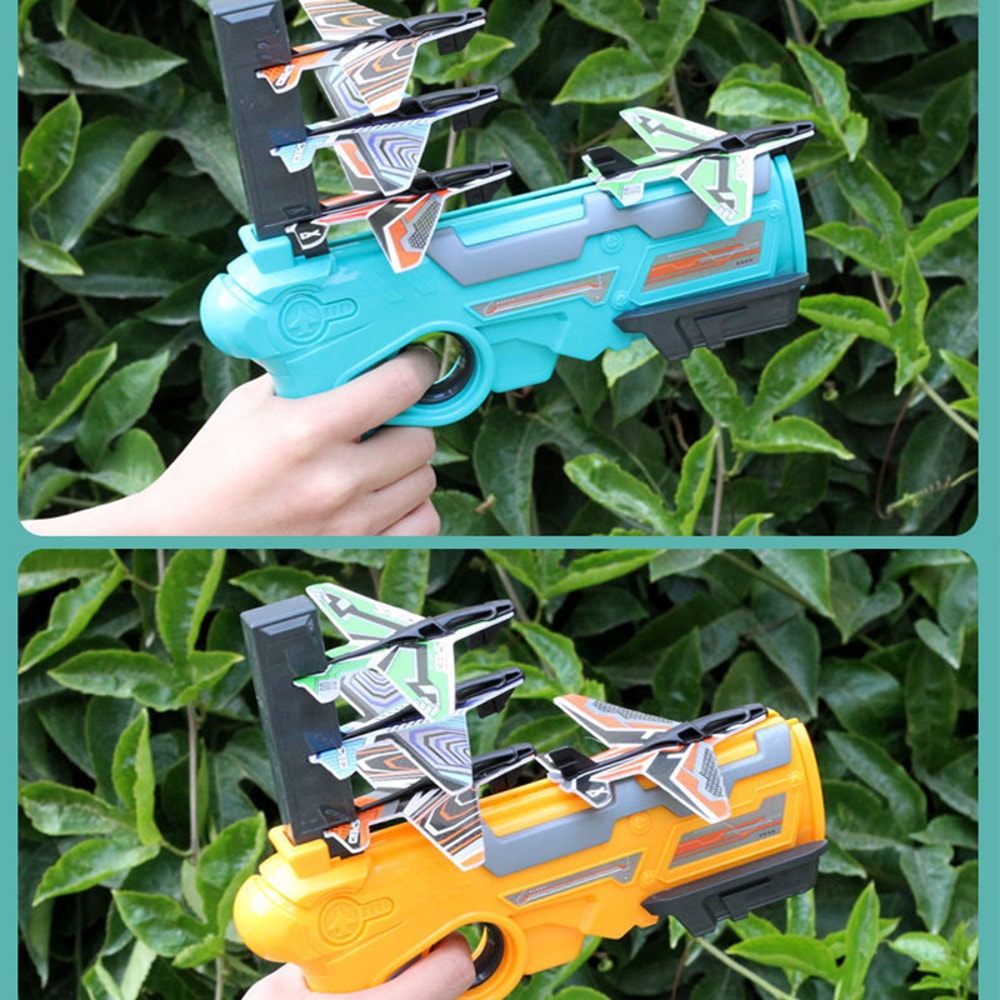 Airplane Launcher Bubble Catapult Toy Set with 6 Planes Fun Kids Shooting Game Gift