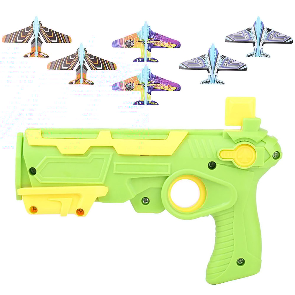 Airplane Launcher Bubble Catapult Toy Set with 6 Planes Fun Kids Shooting Game Gift