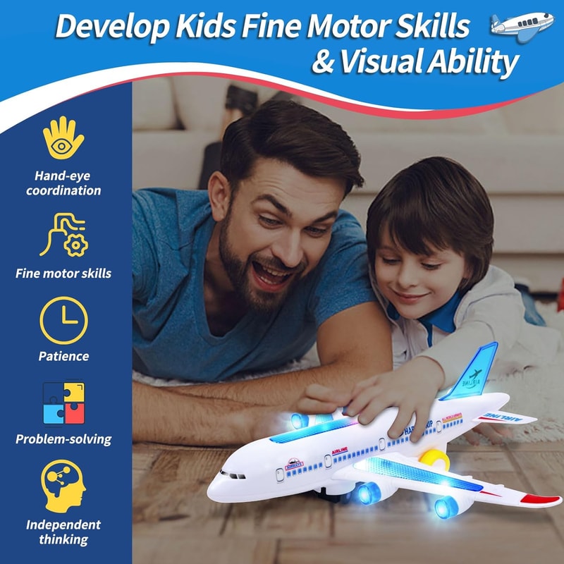 Electronic Aeroplane Toy with Music Autopilot Flash Sound Aircraft Educational Toy Gift for Kids