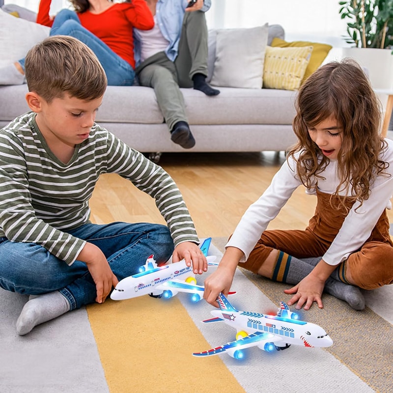 Electronic Aeroplane Toy with Music Autopilot Flash Sound Aircraft Educational Toy Gift for Kids