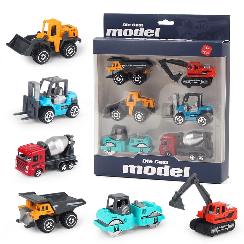 Alloy Engineering Truck Toy Set Construction Vehicles Excavator Loader Tractor For Kids 6