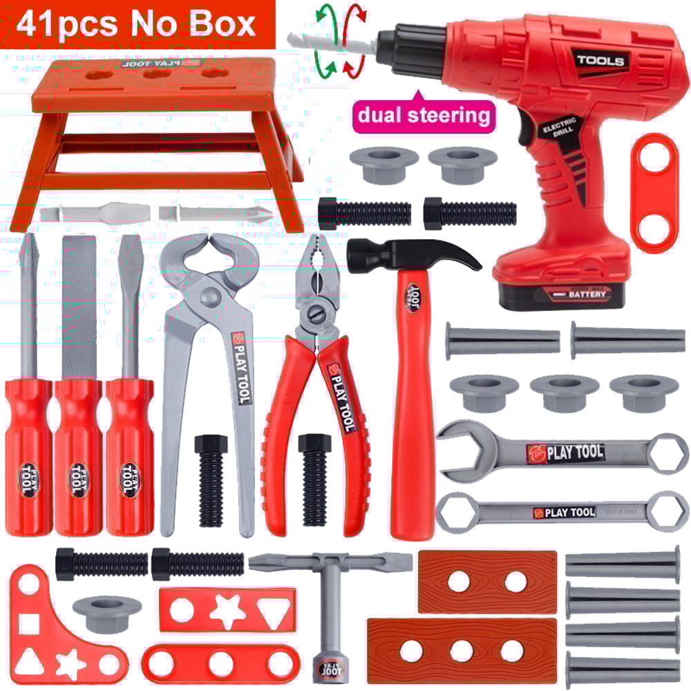 Children Tool Set With Electric Toy Drill Fun Pretend Play Tool Kit For Boys Girls 9