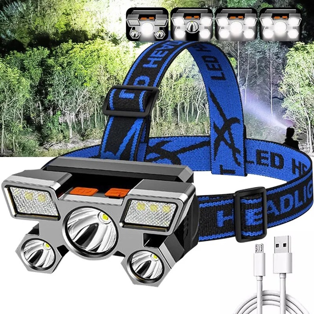 Rechargeable LED Headlamp for Fishing, Camping, and Hiking Powerful, Waterproof Headlight Torch