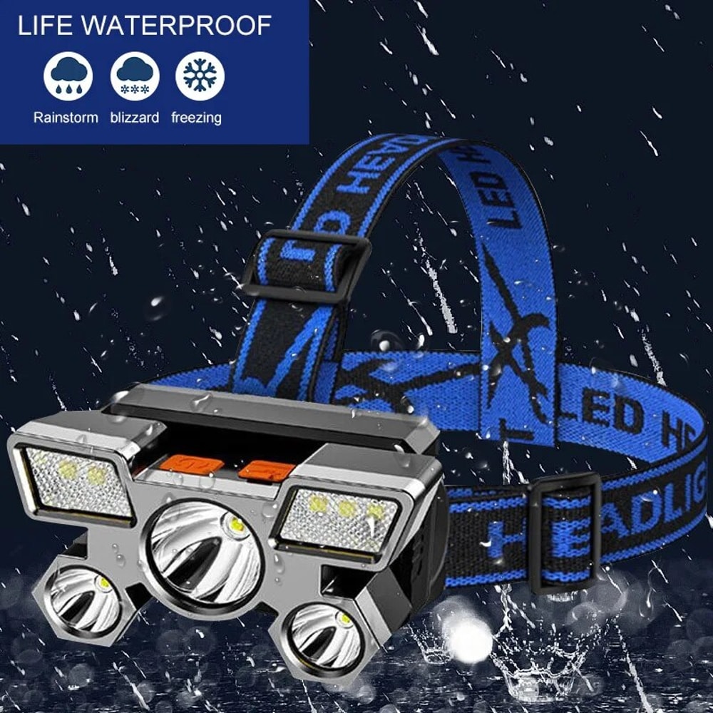 Rechargeable LED Headlamp for Fishing, Camping, and Hiking Powerful, Waterproof Headlight Torch