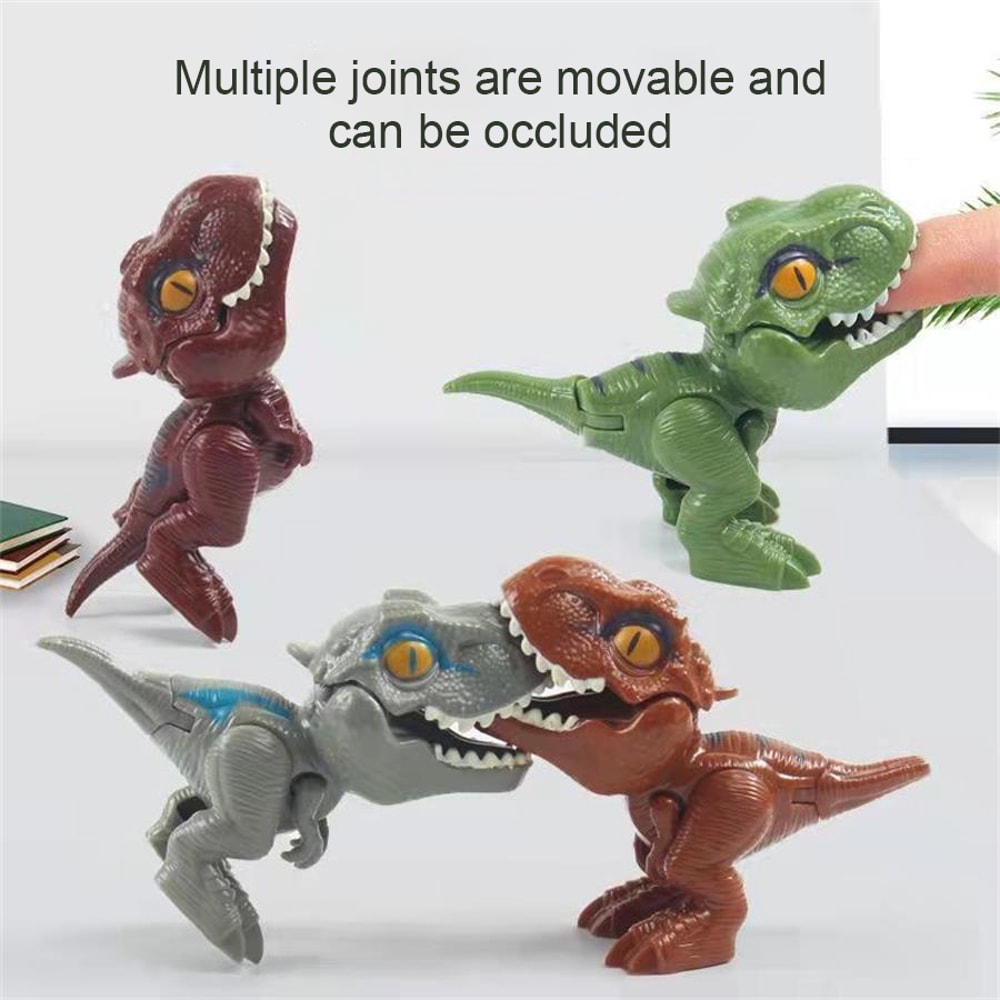 Funny Mini Cartoon Dinosaur Toy Plastic Tyrannosaurus Finger Puppet Jointed Animal Hand Doll Prop 4