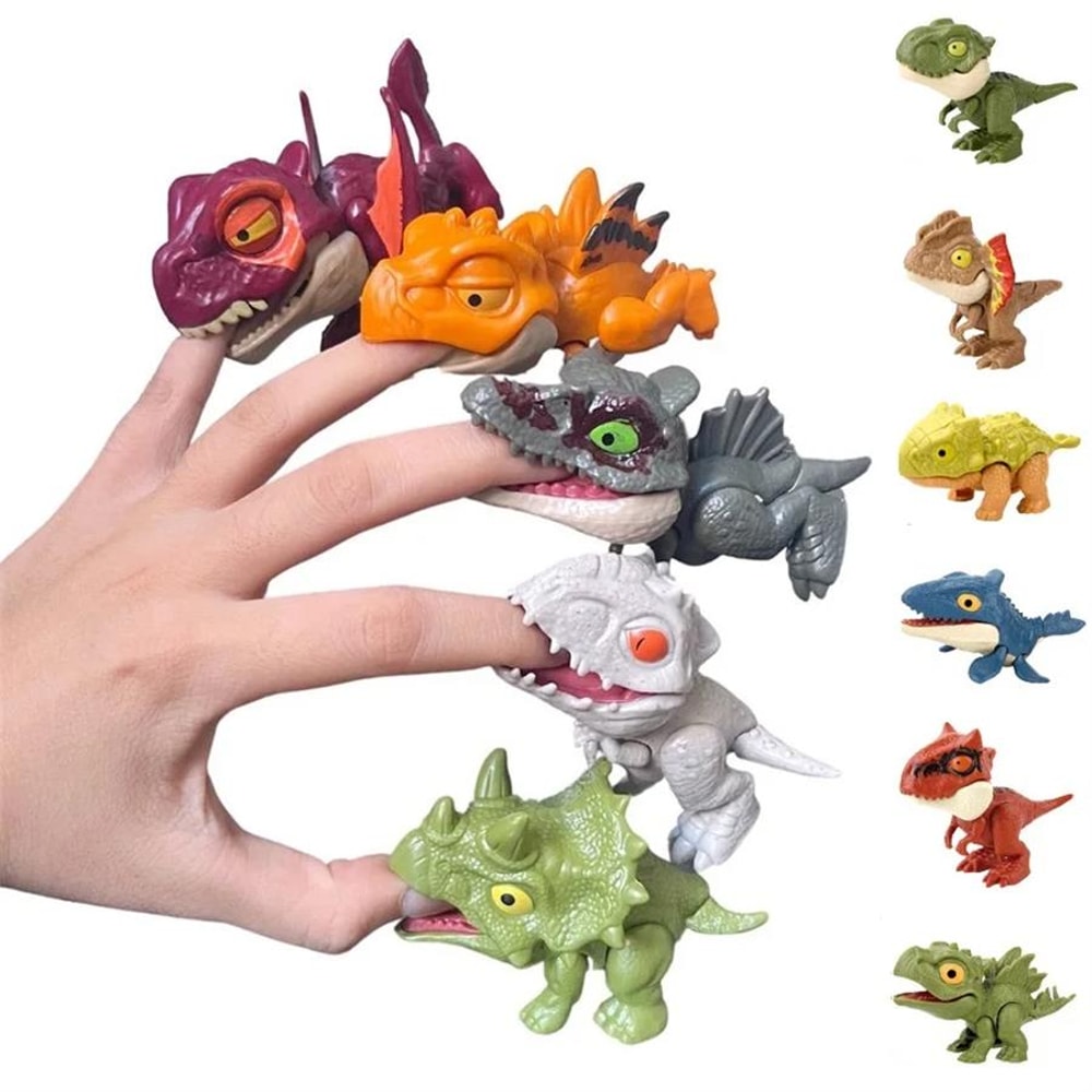 Funny Mini Cartoon Dinosaur Toy Plastic Tyrannosaurus Finger Puppet Jointed Animal Hand Doll Prop 5