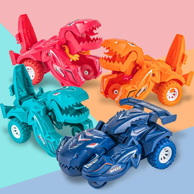 Dinosaur Car Model Toy for Boys One-Step Transformation Mini Vehicles Gift
