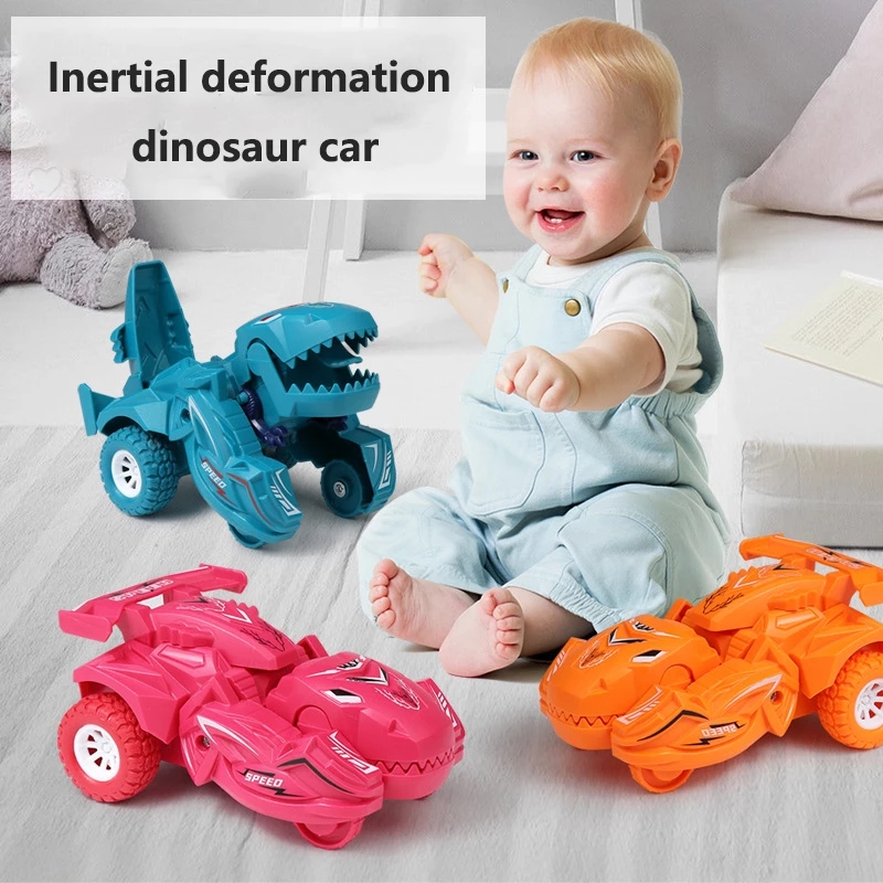 Dinosaur Car Model Toy for Boys One-Step Transformation Mini Vehicles Gift