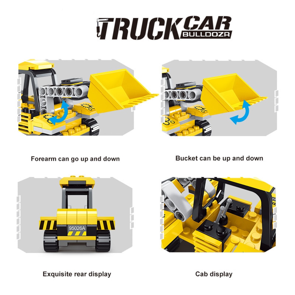 NEW Heavy Engineering Cement Mixer Truck Fire Engine Mini Loader Police Car Model Building Block 4