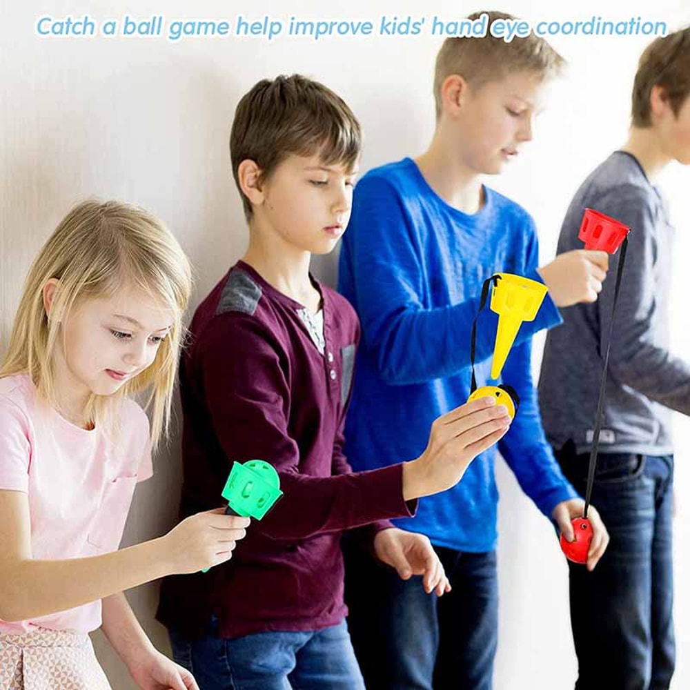 Kids Catch Ball Game Paddle Set for Outdoor Play Hand Eye Coordination Toy