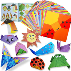 origami paper craft kit for kids & beginners with colorful sheets