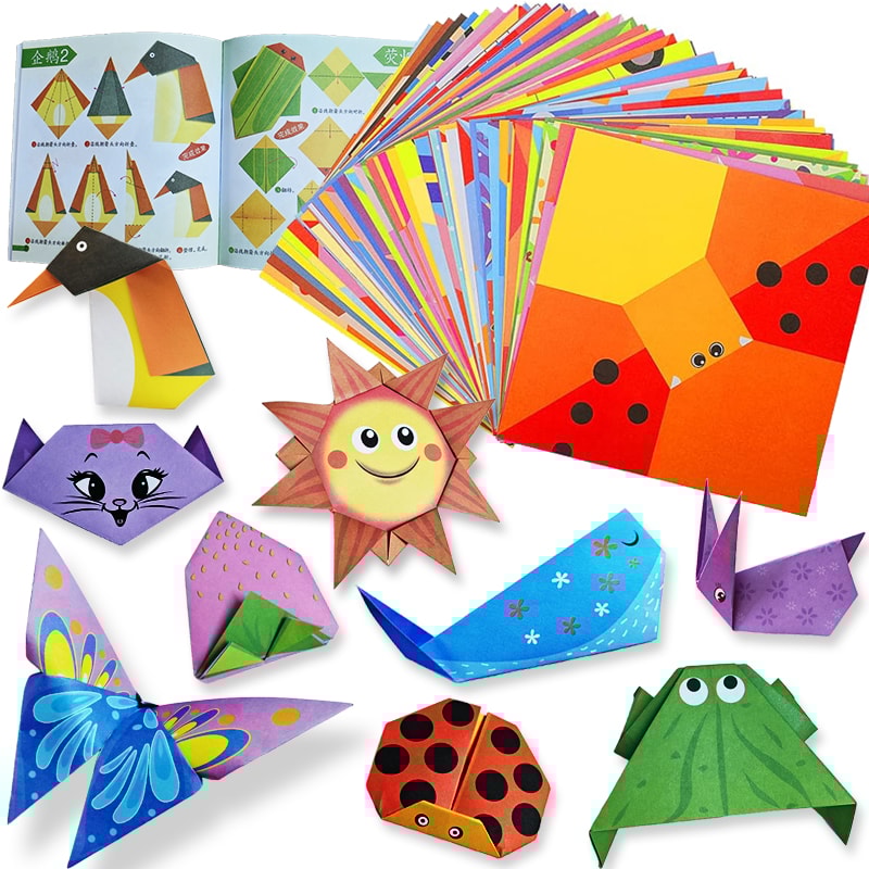 Origami Paper Craft Kit For Kids Beginners With Colorful Sheets 0