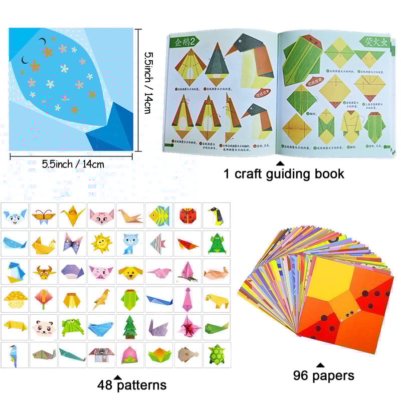 Origami Paper Craft Kit For Kids Beginners With Colorful Sheets 1