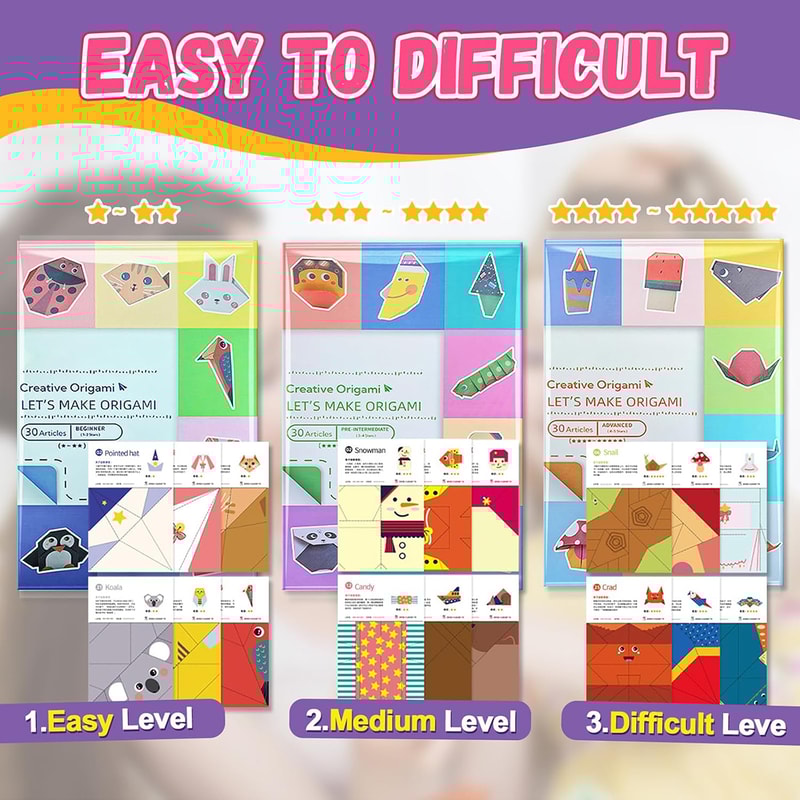 Origami Paper Craft Kit For Kids Beginners With Colorful Sheets 5