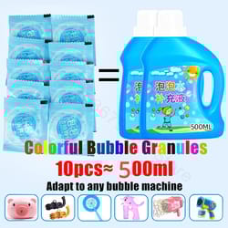 colorful bubble machine refill liquid granules