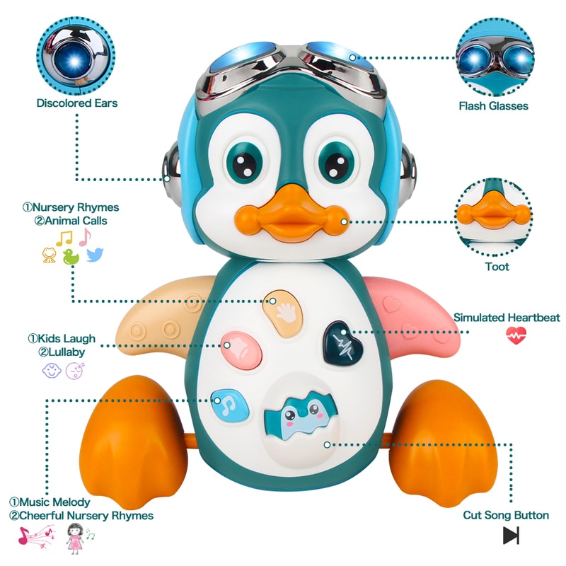 Musical Penguin Baby Crawling Toy with Lights and Interactive Walking